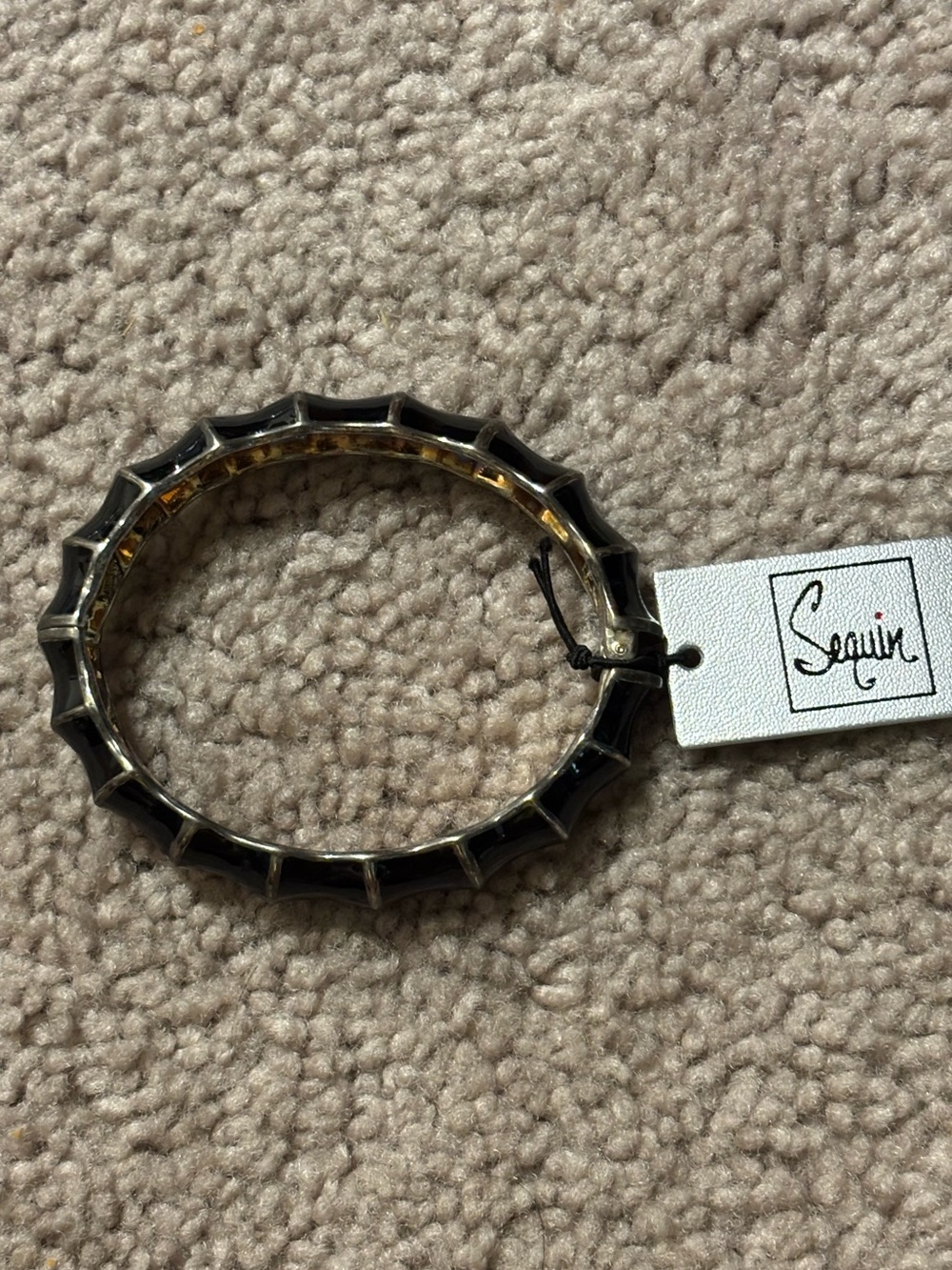 Sequin NWT Bangle Bracelet in Black and Gold
